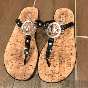 Michael KORS Black Jelly Cork Charm Sandals